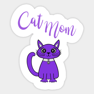 Purple Cat Mom Sticker